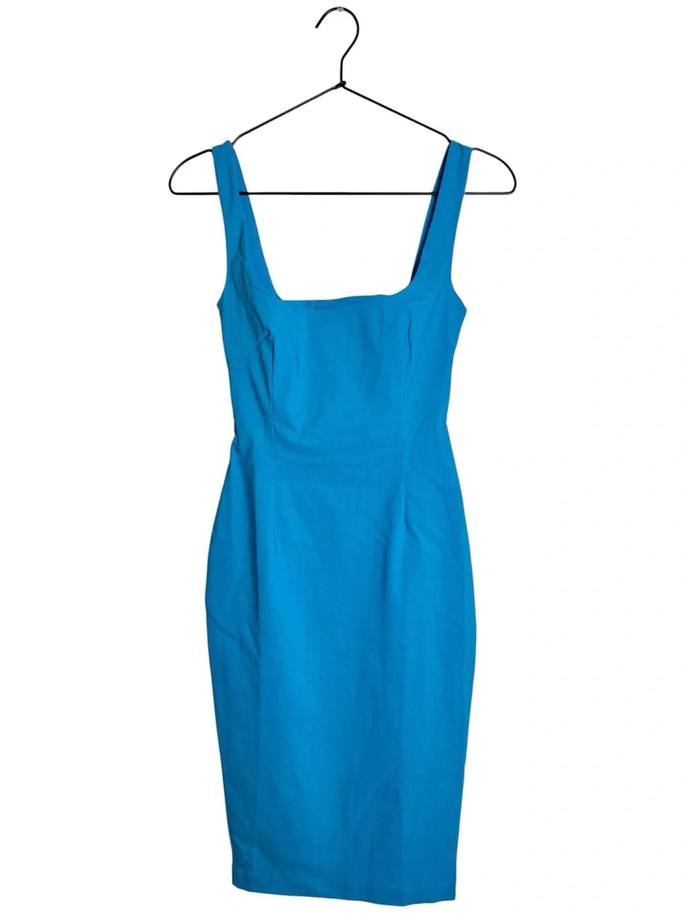 NWT Vesper Square Neck Bodycon Midi Dress Turquoise Blue US 4 - Picture 1 of 9